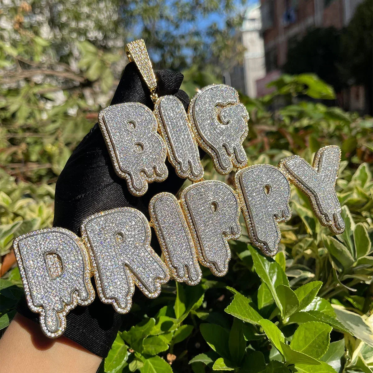 Drip and Shine Iced Out Personalized Custom Name Necklace Pendant - Luxury Custom Jewelry - CaratixJewelry